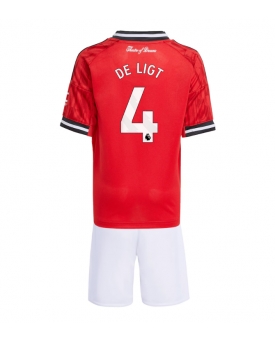 Billige Fotballdrakt Manchester United Matthijs de Ligt #4 Replika Hjemmedraktsett Barn 2025-26 Kortermet (med bukser)